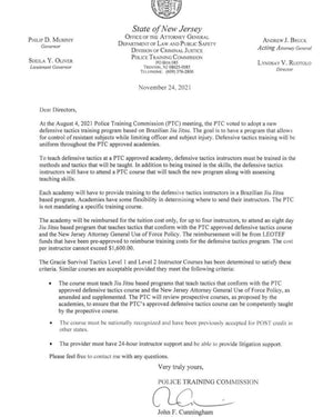 New Jersey approves jiu-jitsu for police academy training