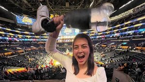 Marine veteran chugs beer from prosthetic leg on jumbotron