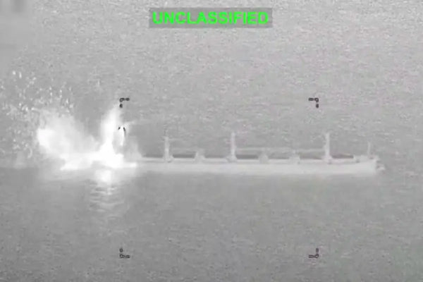 U.S. Fighter Jet Hits Cargo Ship Trying to Run Iran Blockade