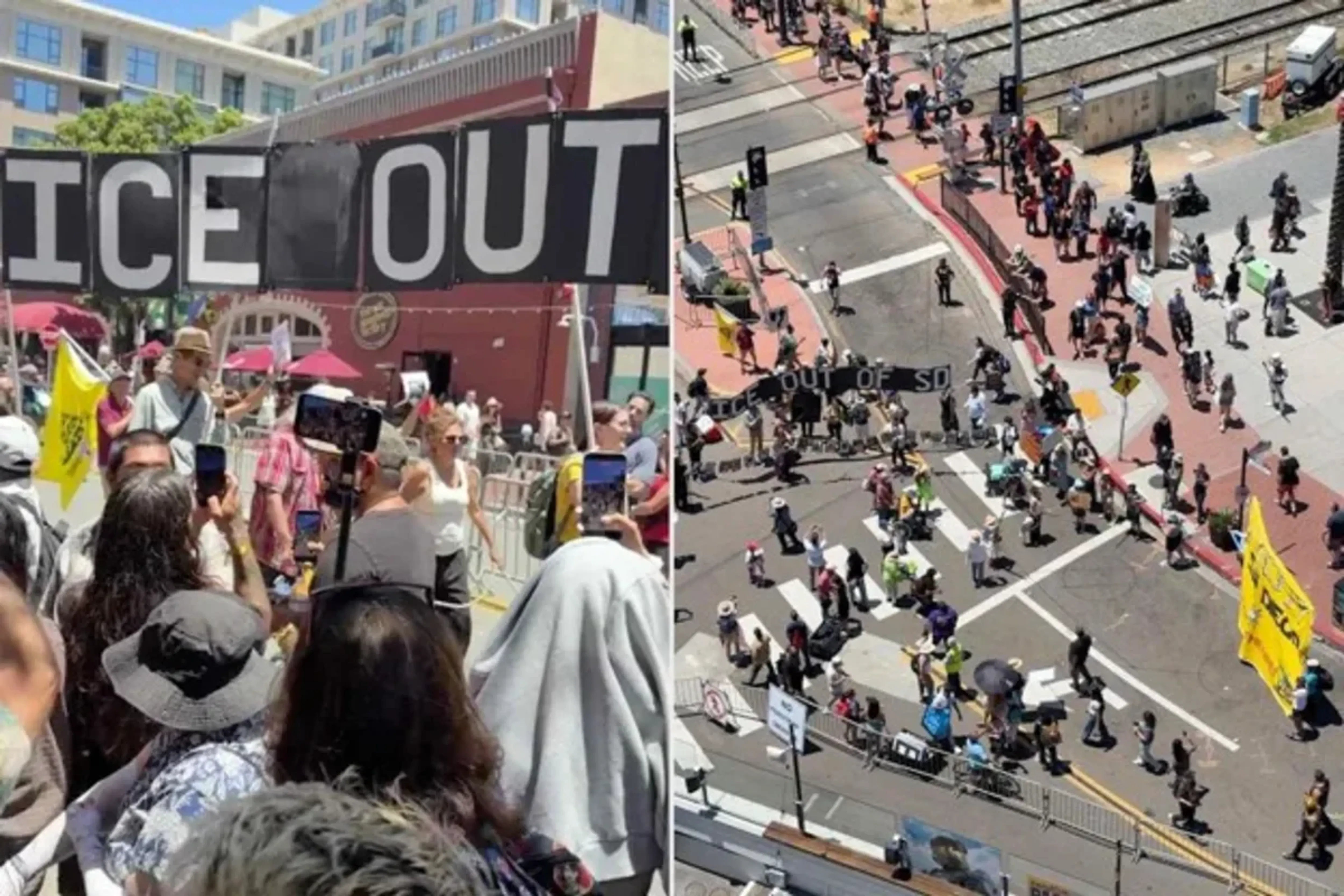 Comic-Con Crowds Walk Into Anti-ICE Protest