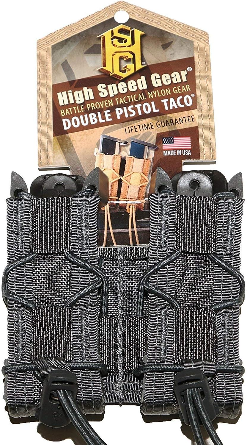High Speed Gear Double Pistol Taco Mag Pouch | Universal Pistol Magazine Holster | Rapid Response and MOLLE Compatible