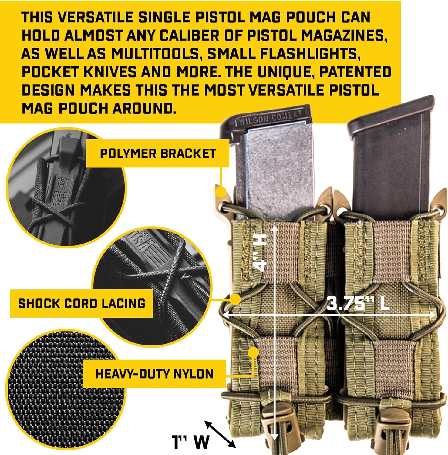 High Speed Gear Double Pistol Taco Mag Pouch | Universal Pistol Magazine Holster | Rapid Response and MOLLE Compatible