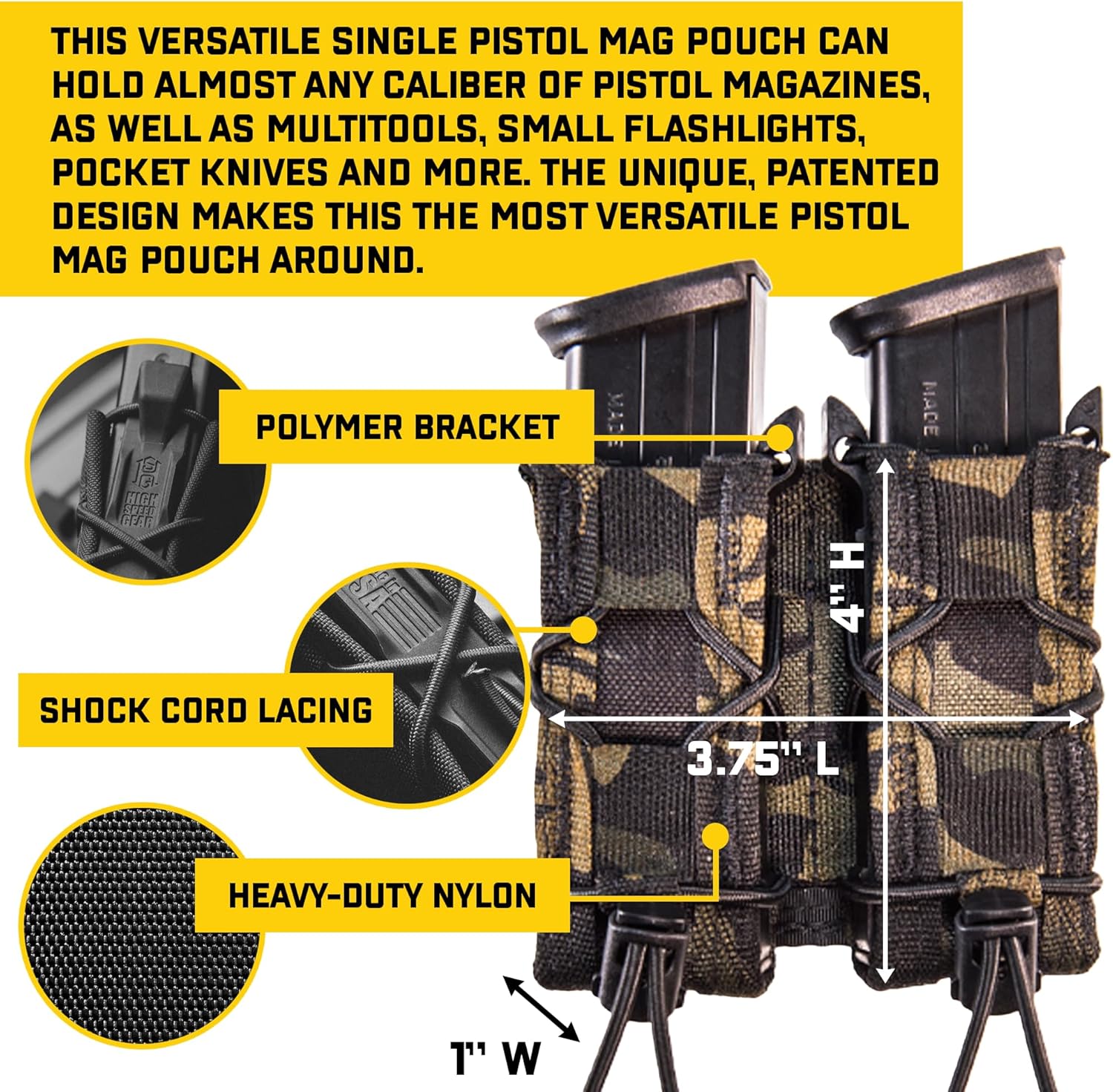 High Speed Gear Double Pistol Taco Mag Pouch | Universal Pistol Magazine Holster | Rapid Response and MOLLE Compatible