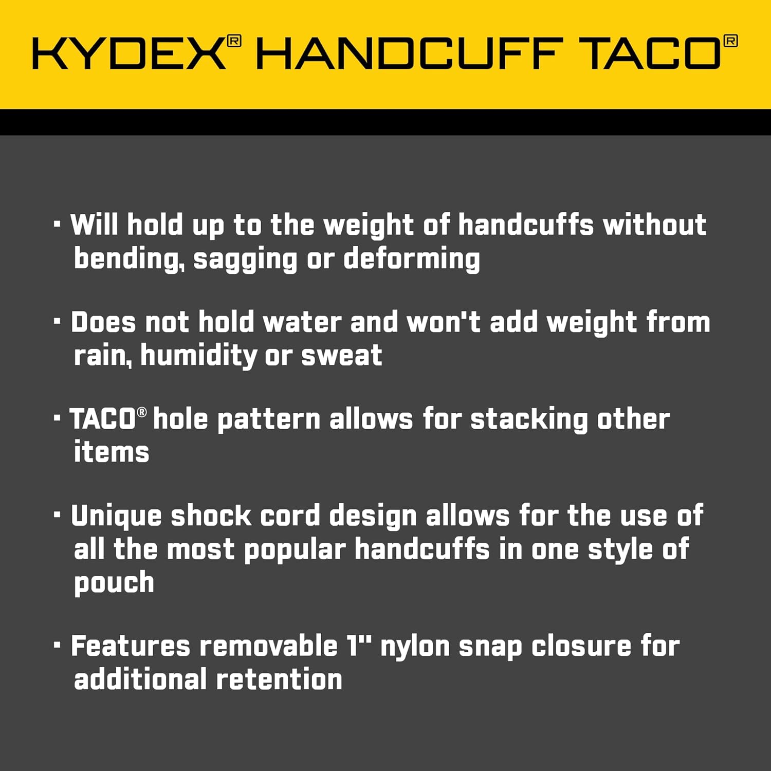 High Speed Gear HSGI Kydex Handcuff Taco