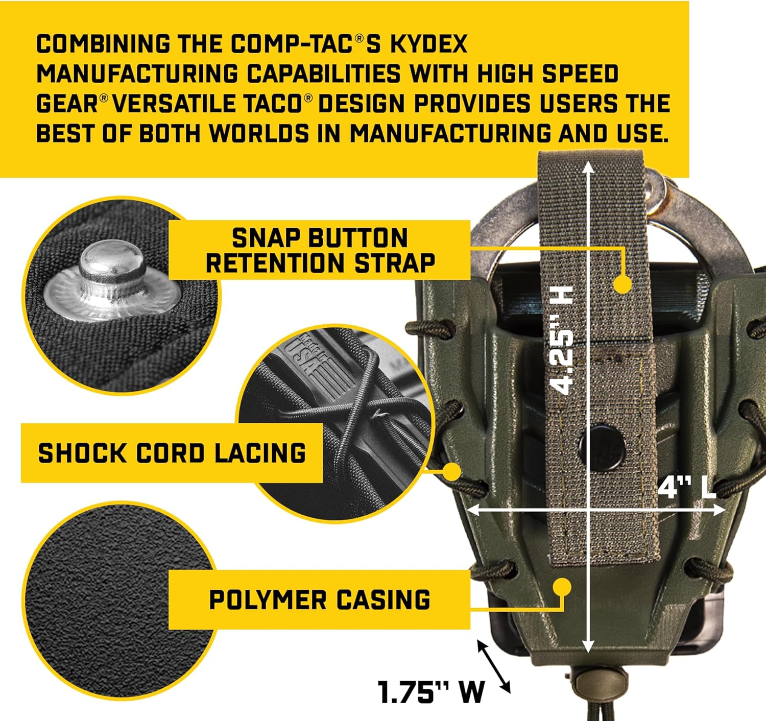 High Speed Gear HSGI - Supporto Per Manette Kydex Taco - Colore Blu - Realizzato In Kydex Aeronautico, Design A Cordino, Compatibile Con Cintura