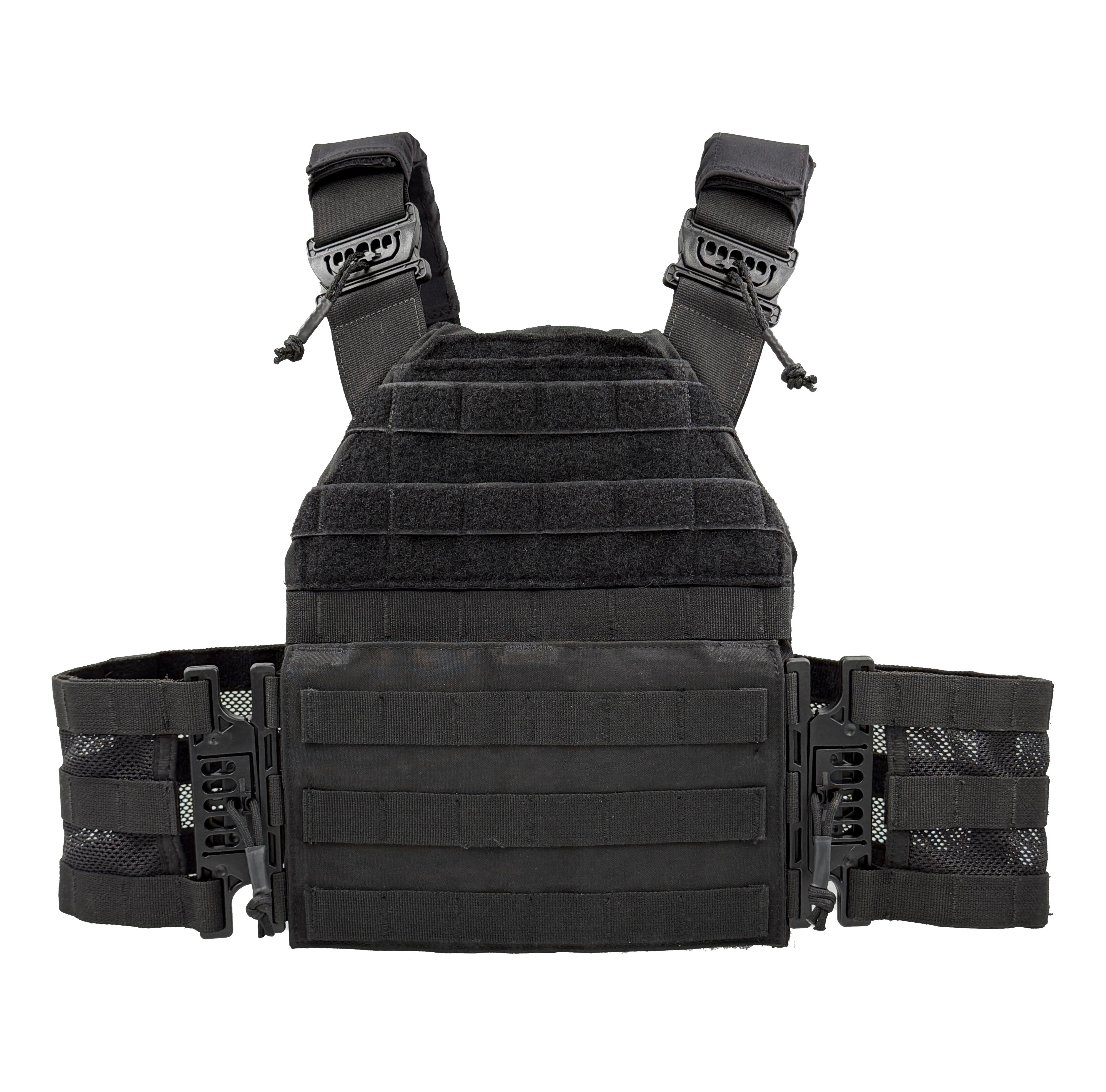 MOLLE tactical plate carrier body armor front view with Aspetto KWIQ PC-2 system