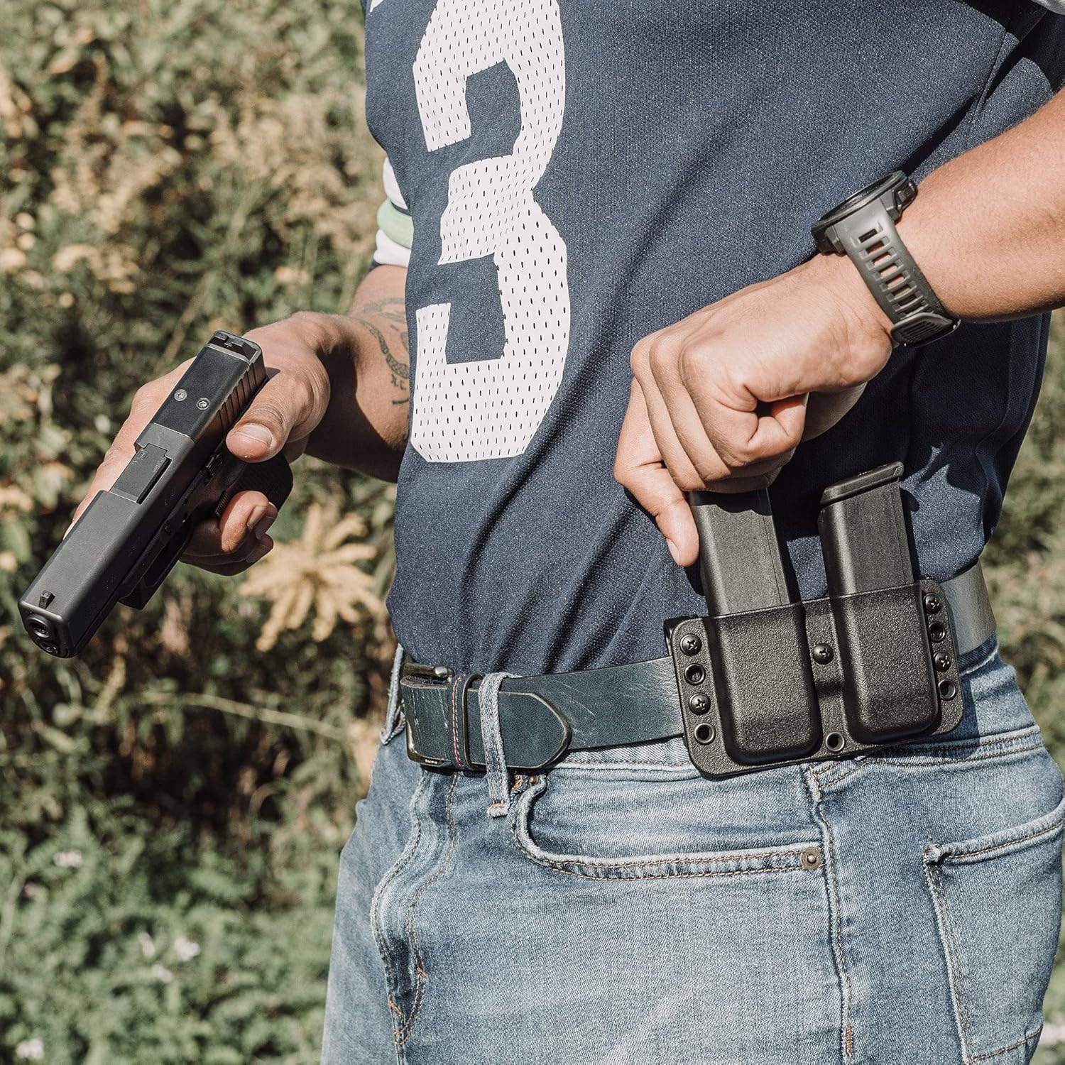 OWB Double Mag Pouch for Glock 17, 19, 22, 23 & More - USA Made - Total Eclipse Double Mag Pouch by Blade-Tech Holsters