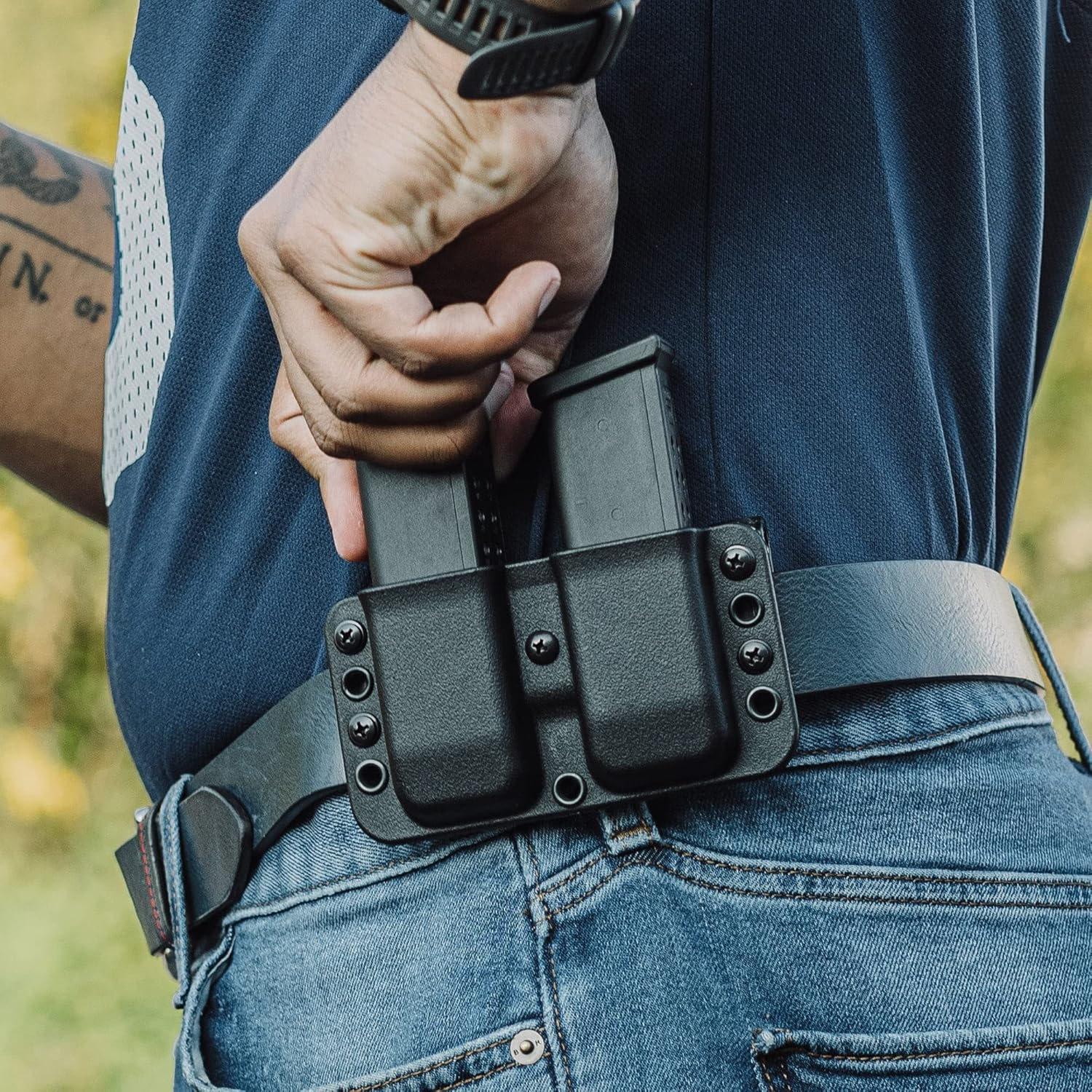 OWB Double Mag Pouch for Glock 17, 19, 22, 23 & More - USA Made - Total Eclipse Double Mag Pouch by Blade-Tech Holsters